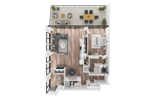 Floor plan for 2 beds, 2 baths, 1420 sqft